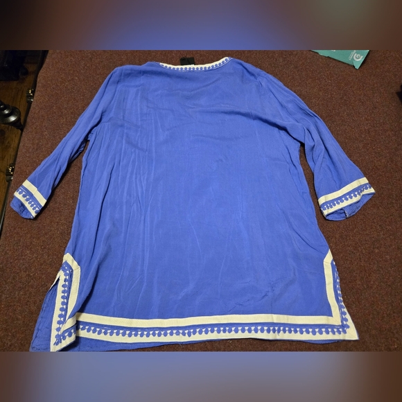 New! Kevia Tunic Blouse 1x-2x Plum And Cream Beautifully Made Light Purple - Picture 13 of 13